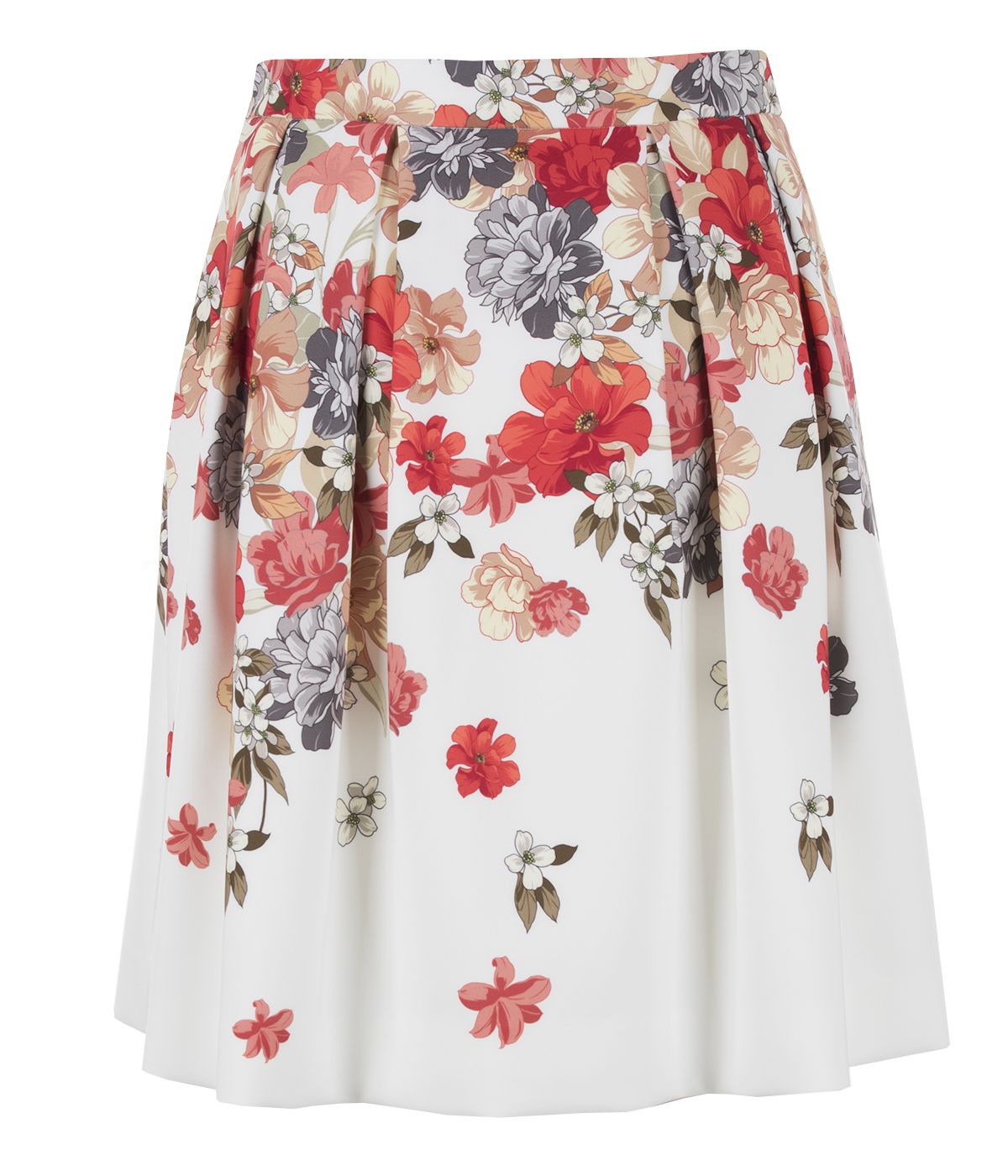 Box-pleated skirt with floral print 0